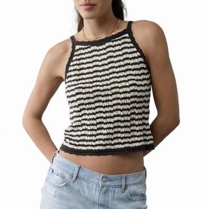 American Eagle Outfitters Black and White Striped Tank Top